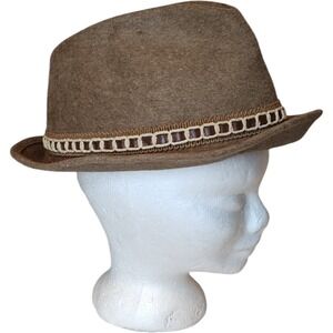VTG Biltmore Mustang 7‎ 1/4 58 Brown Felt Fur Dress Hat Rope Band Classic Brim
